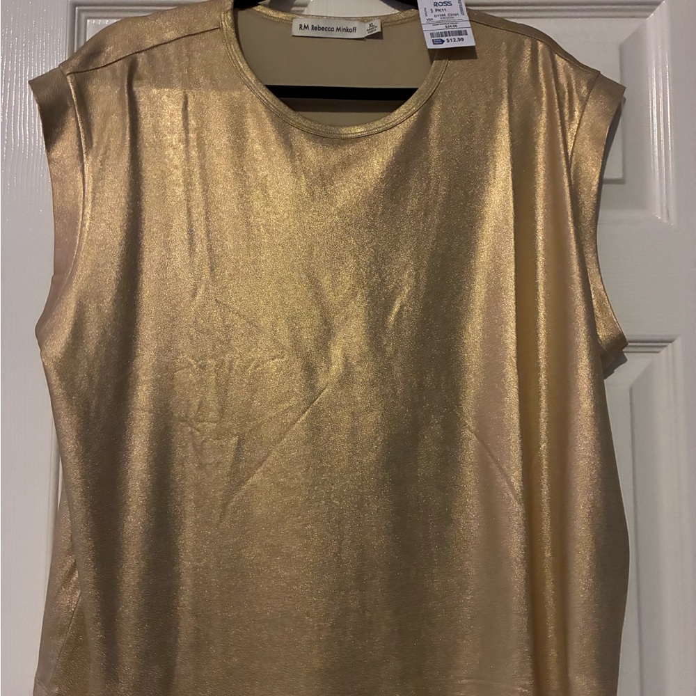 Rebecca Minkoff Metallic Gold Sleeveless Blouse